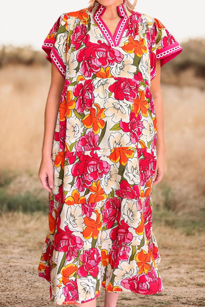 Classic Floral V-Neck Dress