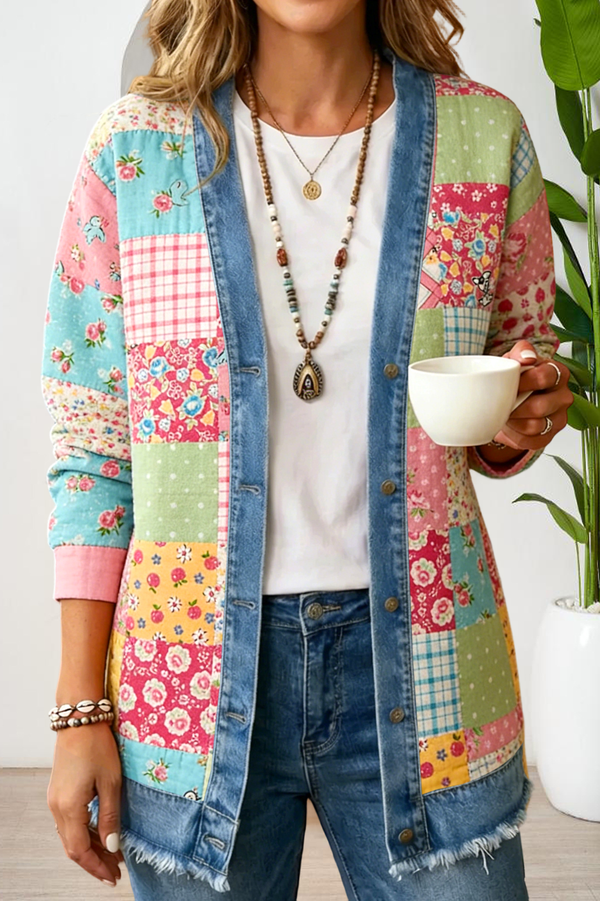 Fresh Floral Patchwork Print Jackets