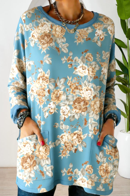 Classic Ethnic Floral Print Cotton T-shirt