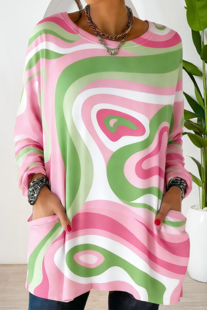 Fresh Abstract Print Cotton T-shirt