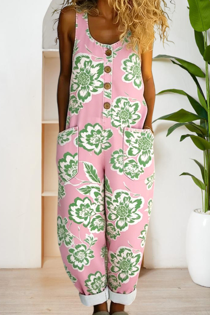 Fresh Sleeveless Washed Cotton Overalls