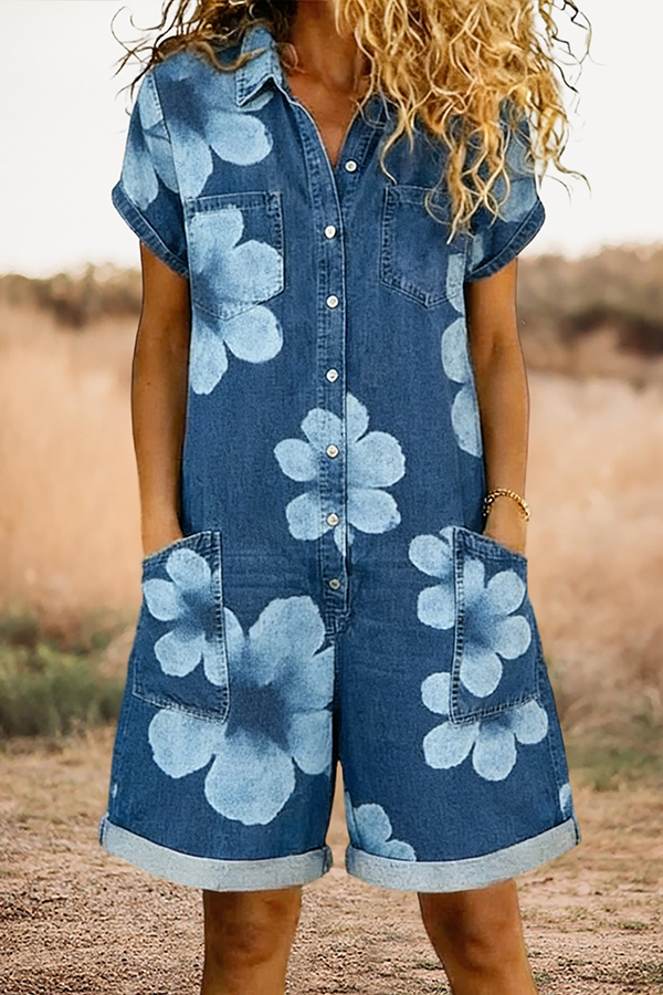 Classic Floral Pocket Romper