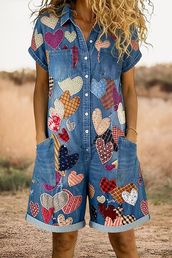 Classic Heart Pocket Romper