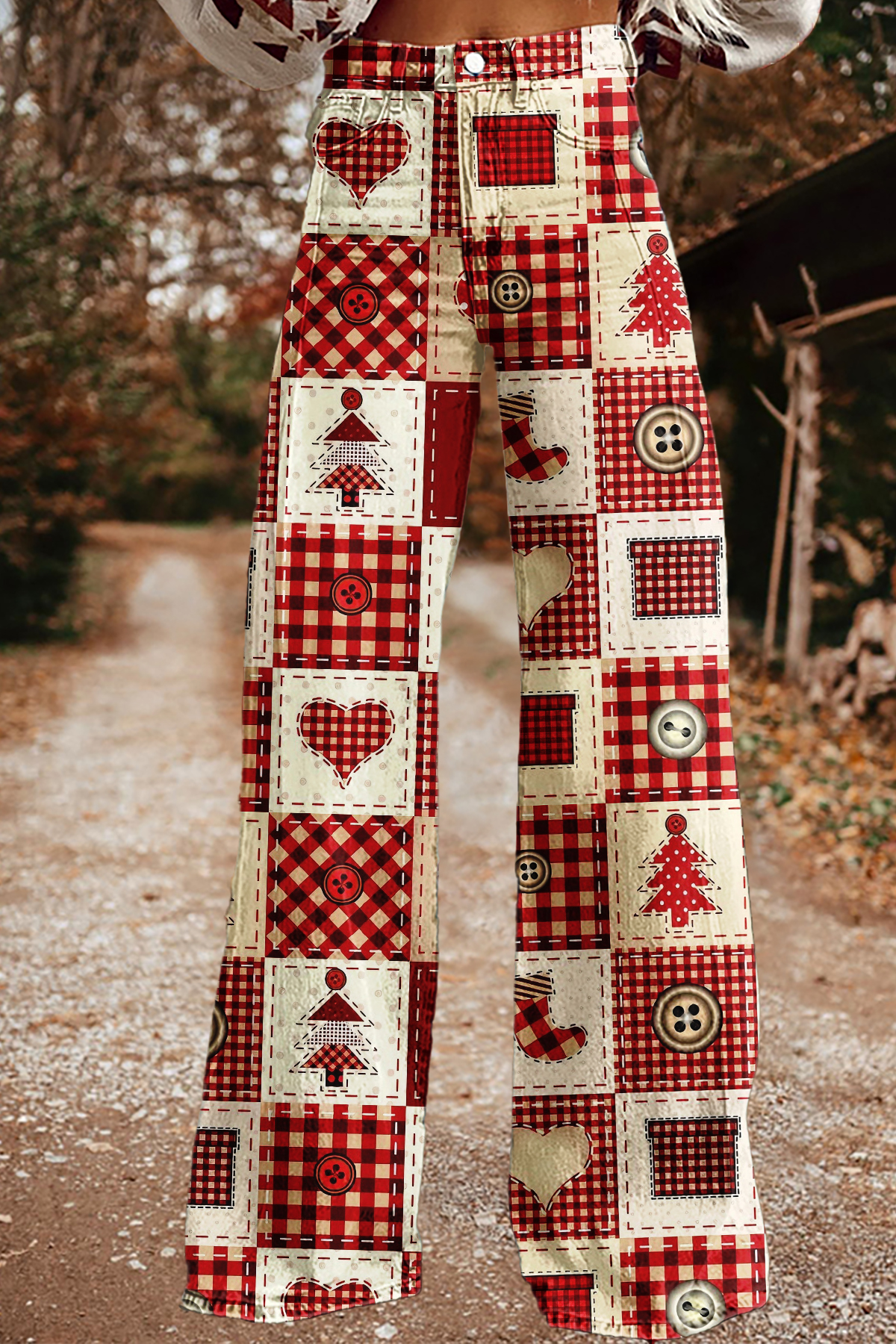 Christmas Plaid Wide-Leg Pants