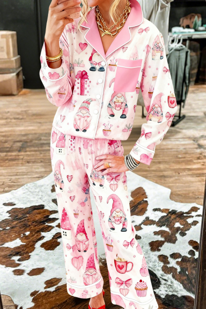 Cute Christmas Santa Claus Top and Pants Pajama Set