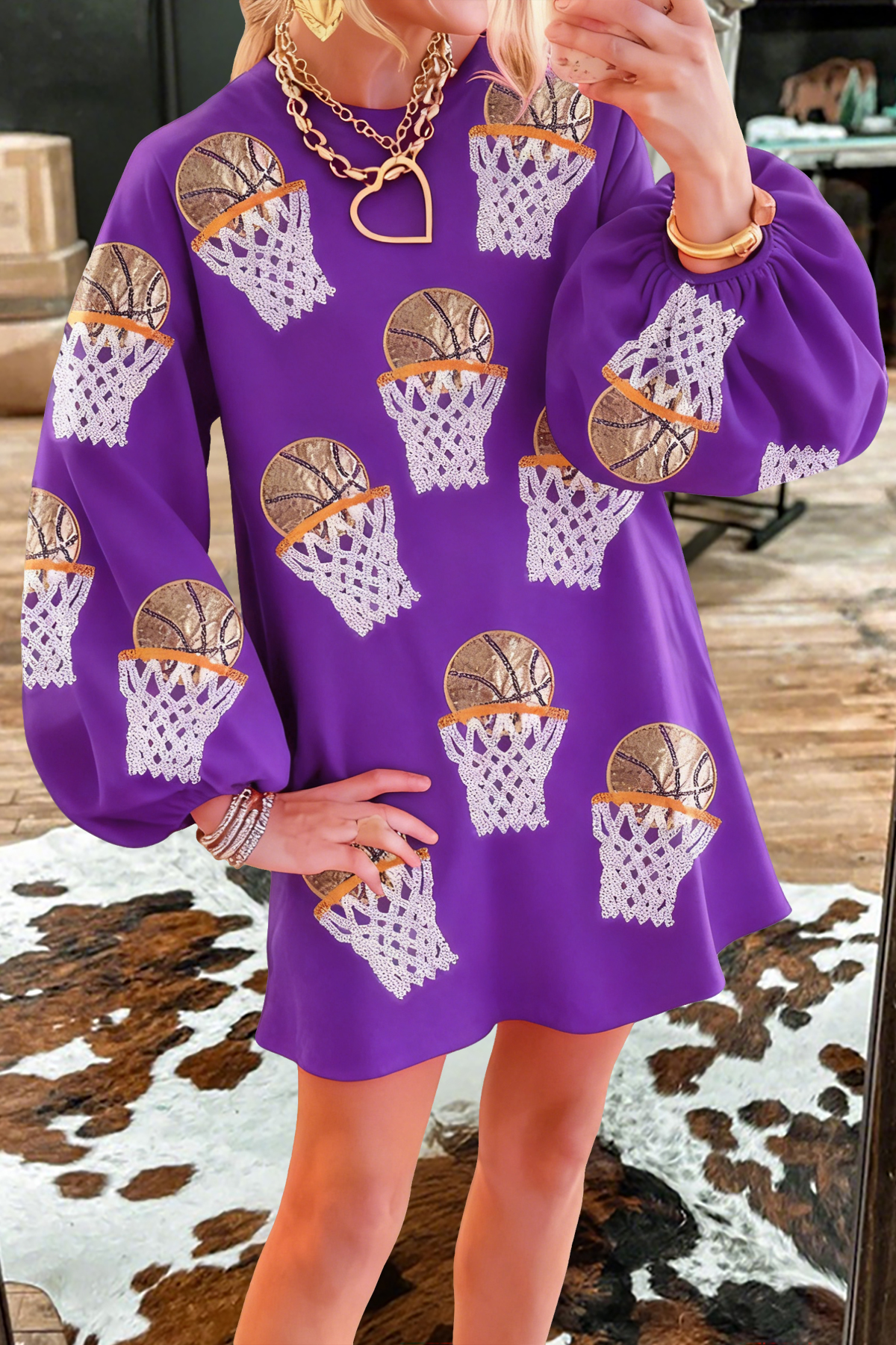 Classic Basketball Game Day Sweatshirt Dress