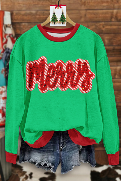 Merry Christmas Print Sweatshirt