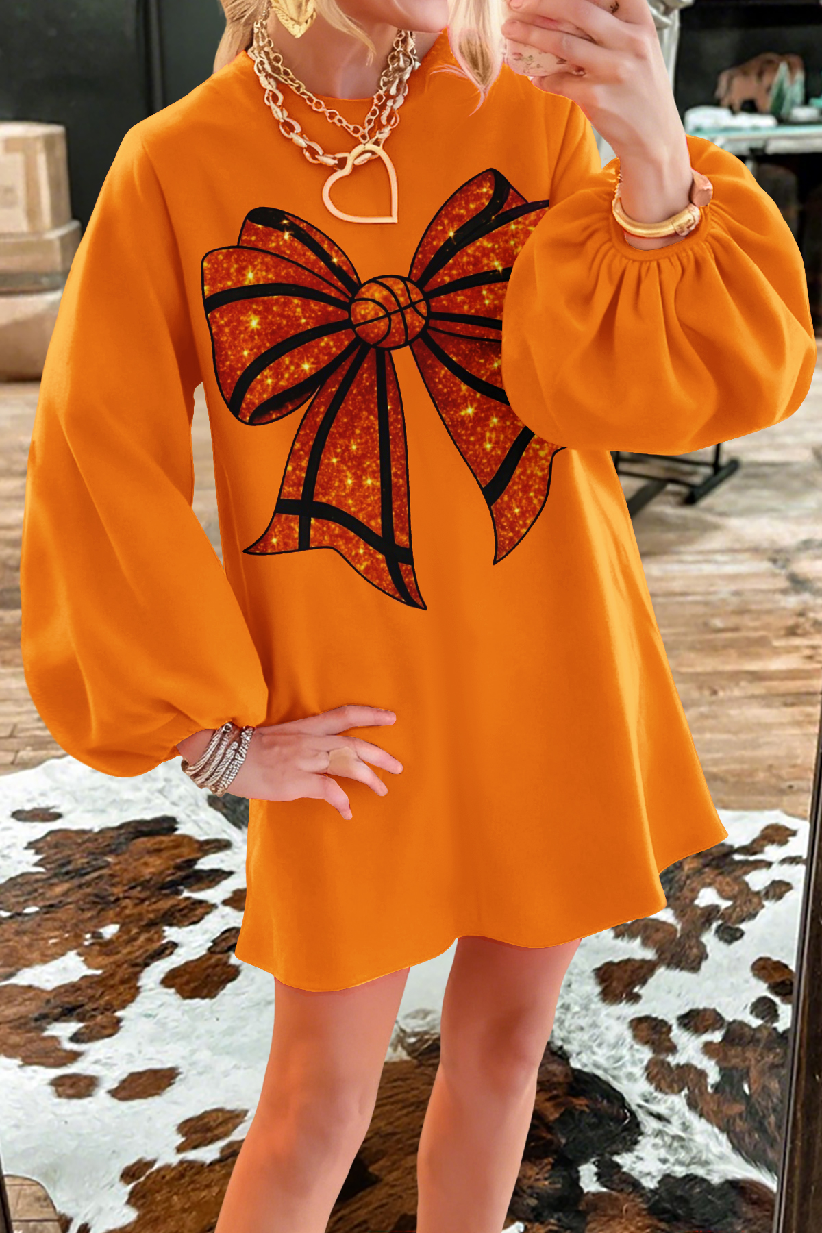 Basketball Game Day Bow Sweatshirt Dress