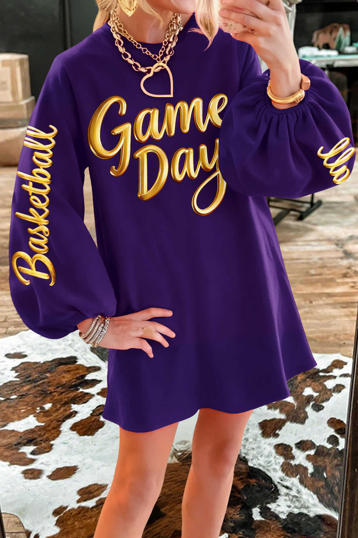 Classic Basketball Game Day Sweatshirt Dress