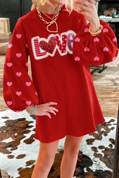Valentine's Day Love Sweatshirt Dress