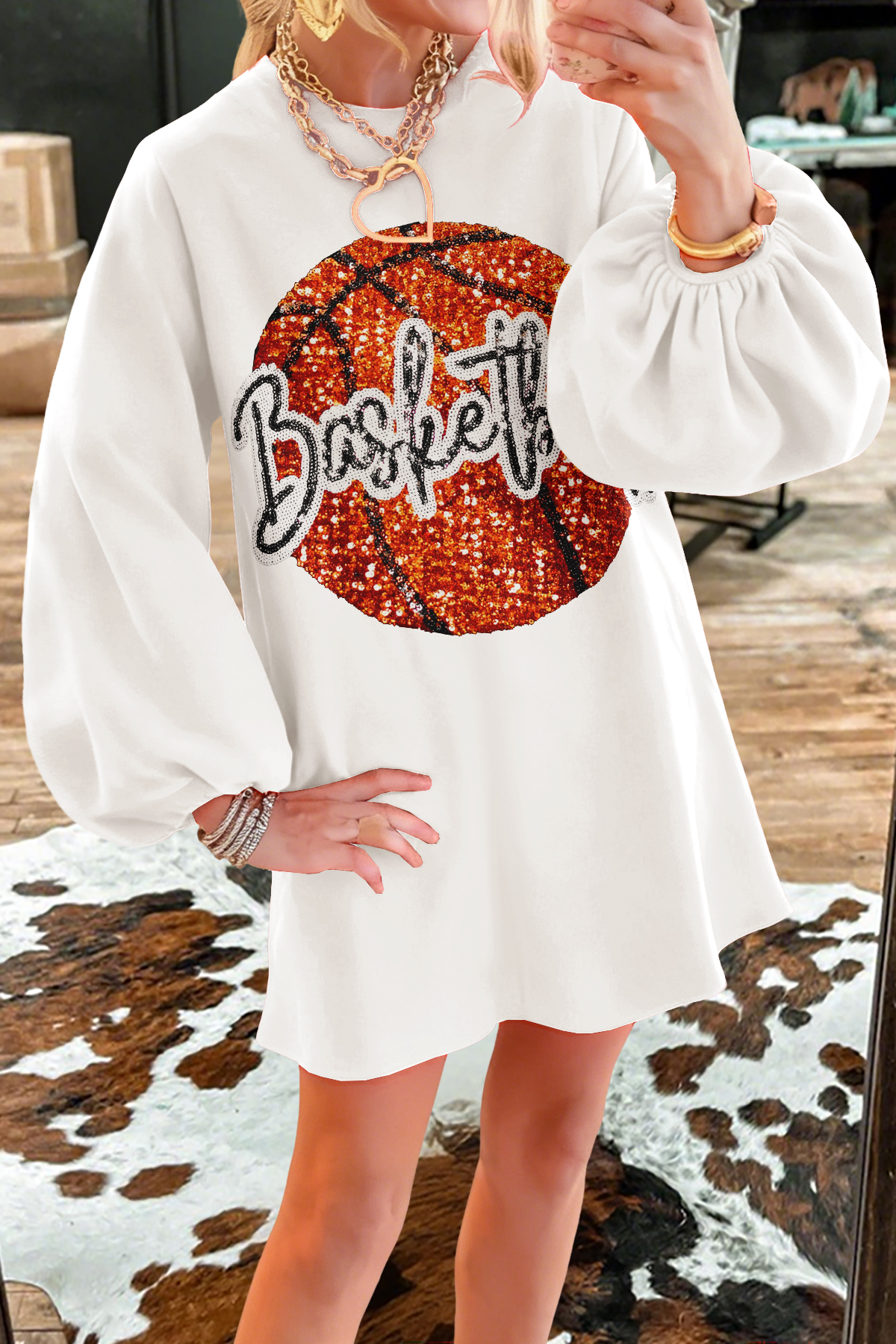 Classic Basketball Game Day Sweatshirt Dress