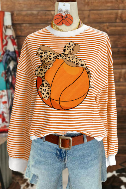 Basketball Game Day Striped Sweatshirt