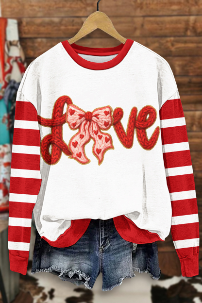 Valentine's Day Heart Striped Sweatshirt