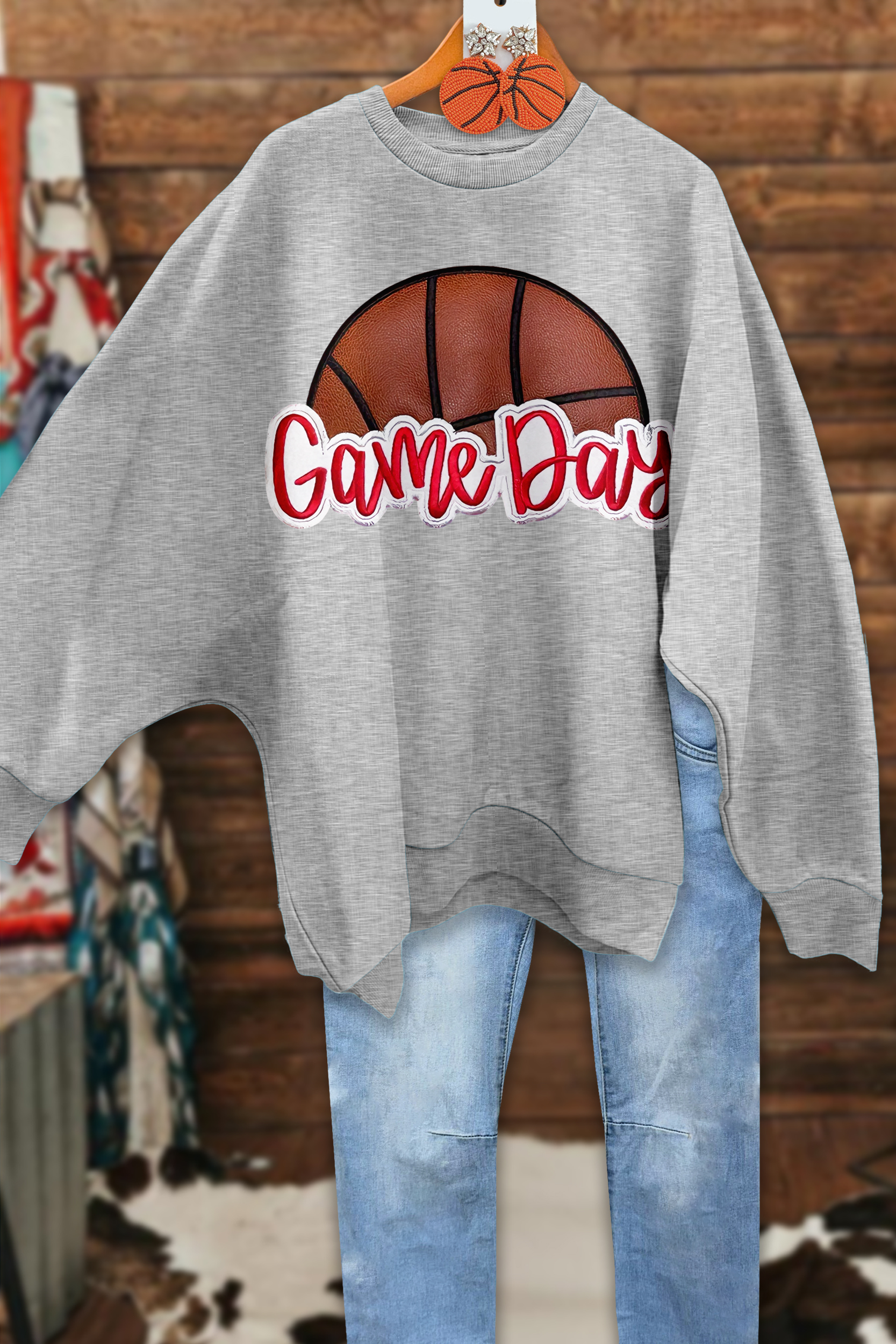 Basketball Game Day Loose Sweatshirt