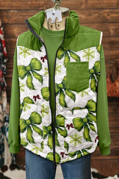 Christmas Bow Pocket Vest
