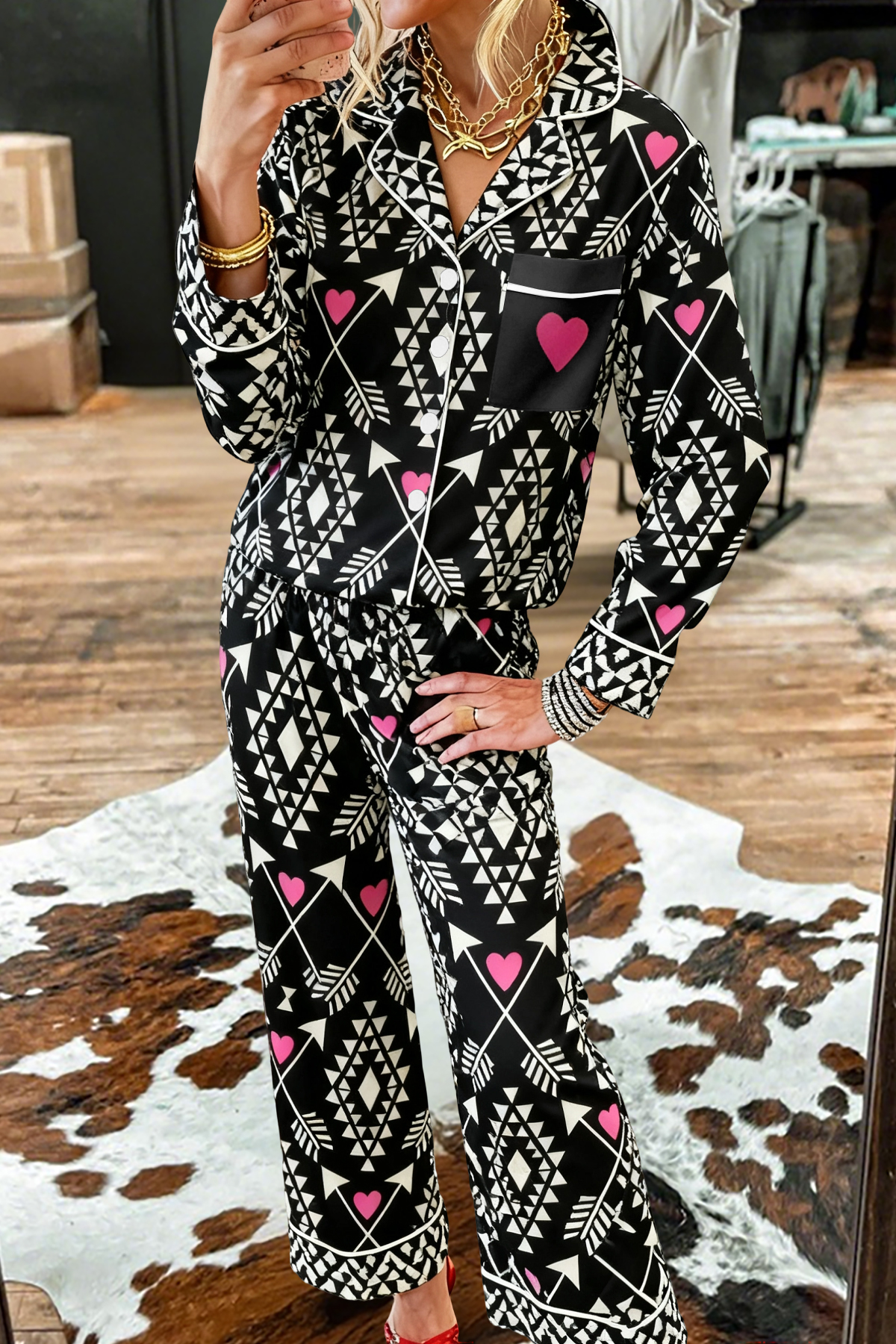 Valentine's Day Arrow Top And Pants Pajama Set