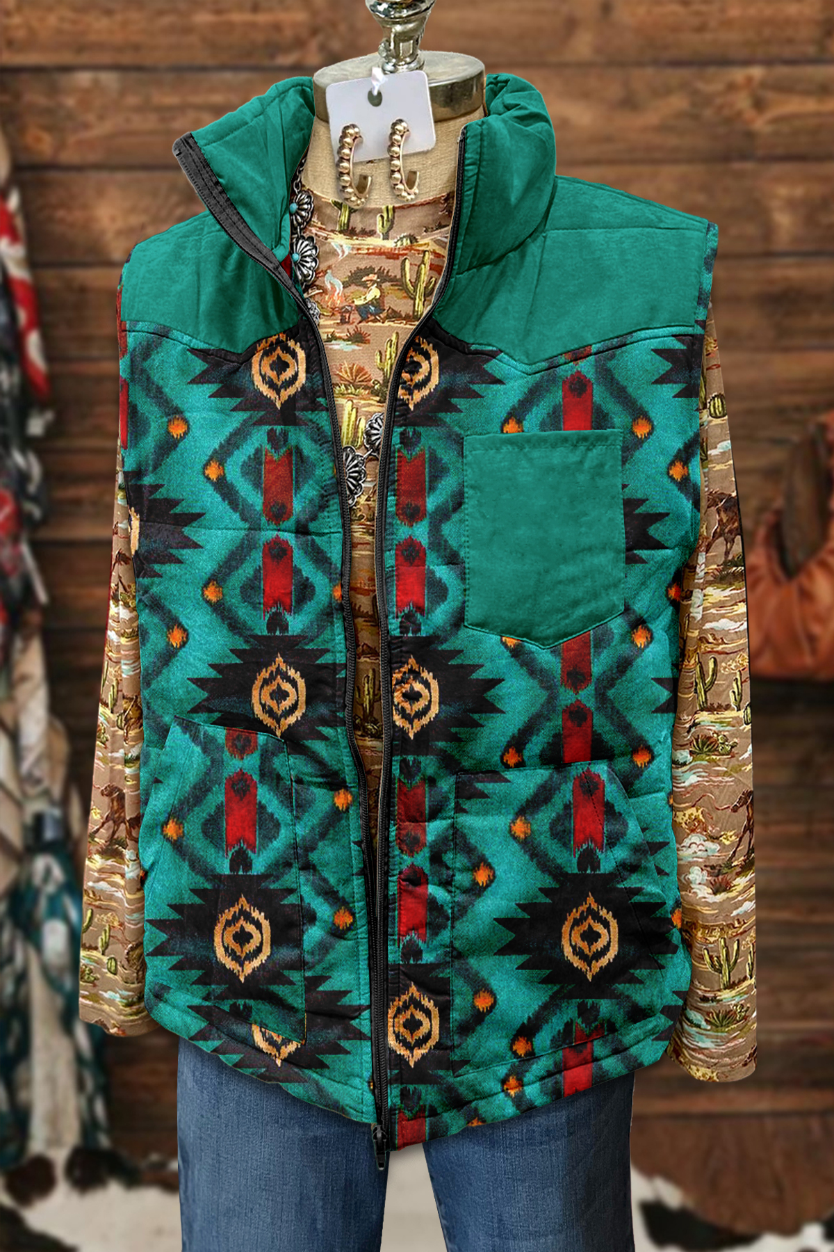 Women's vest | Western Aztec Pocket Vest |westernfeelings