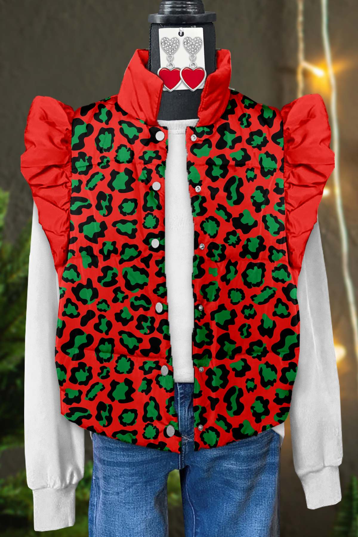 Leopard Print Flutter Sleeve Vest