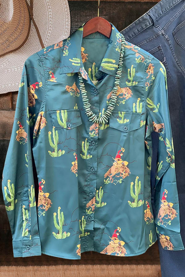 Bronc Horse Cactus Print Shirt