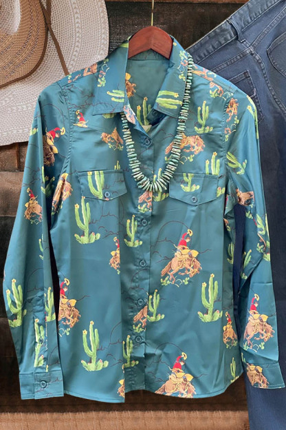 Bronc Horse Cactus Print Shirt