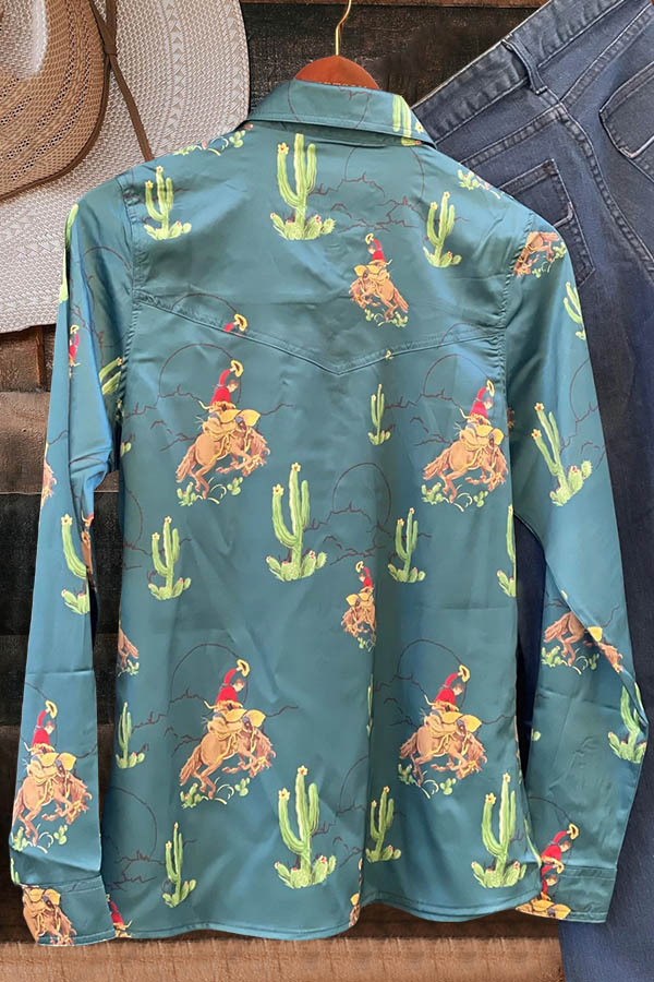 Bronc Horse Cactus Print Shirt