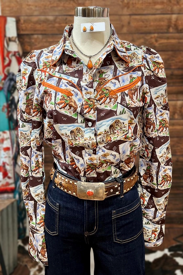 Cowboy Stamp Pattern Shirt