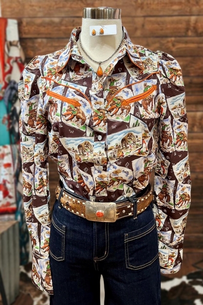 Cowboy Stamp Pattern Shirt