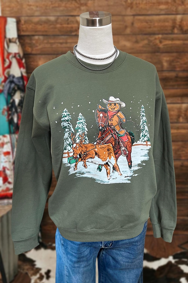 Christmas Cowboy Gingerbread Man Sweatshirt