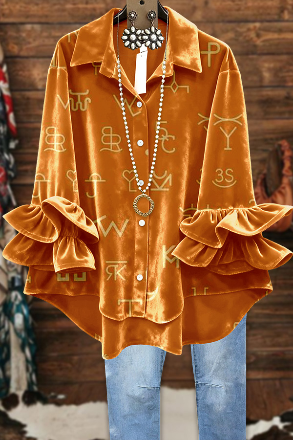 Velvet Brand Lettering Ruffle Top