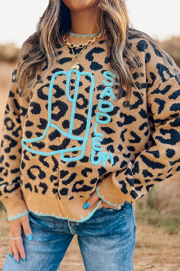 Boot & Whipstitch Leopard Sweater