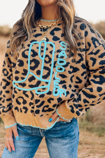 Boot & Whipstitch Leopard Sweater