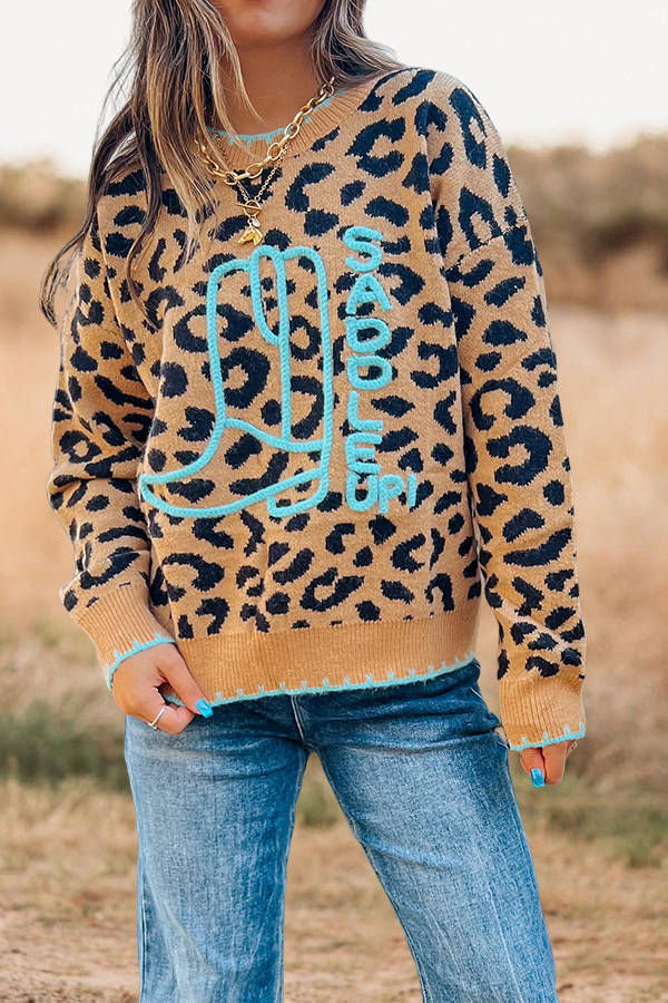 Boot & Whipstitch Leopard Sweater
