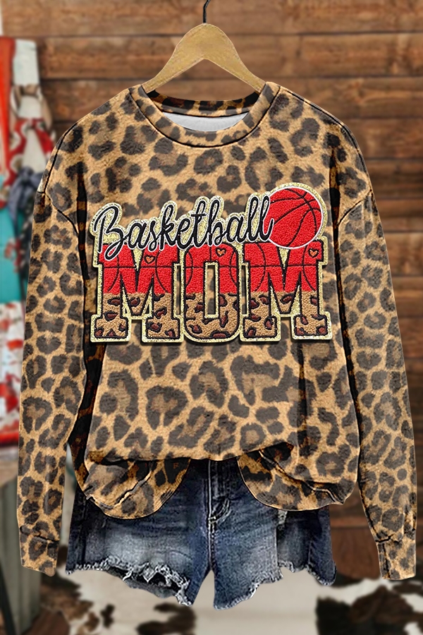 Basketball Mom Leopard Print Sweatshirt