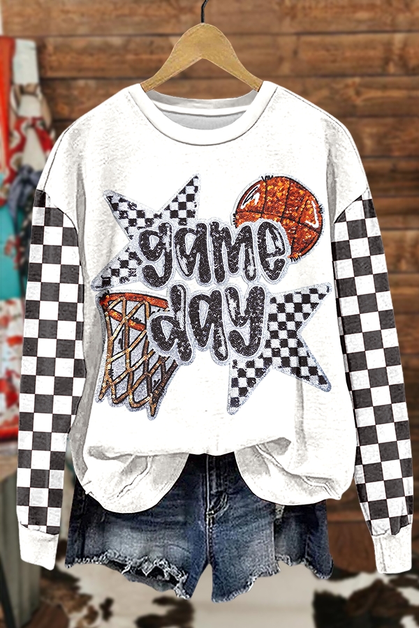 Basketball Game Day Checkerboard Sweatshirt