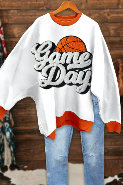 Basketball Game Day Batwing Sleeve Sweatshirt