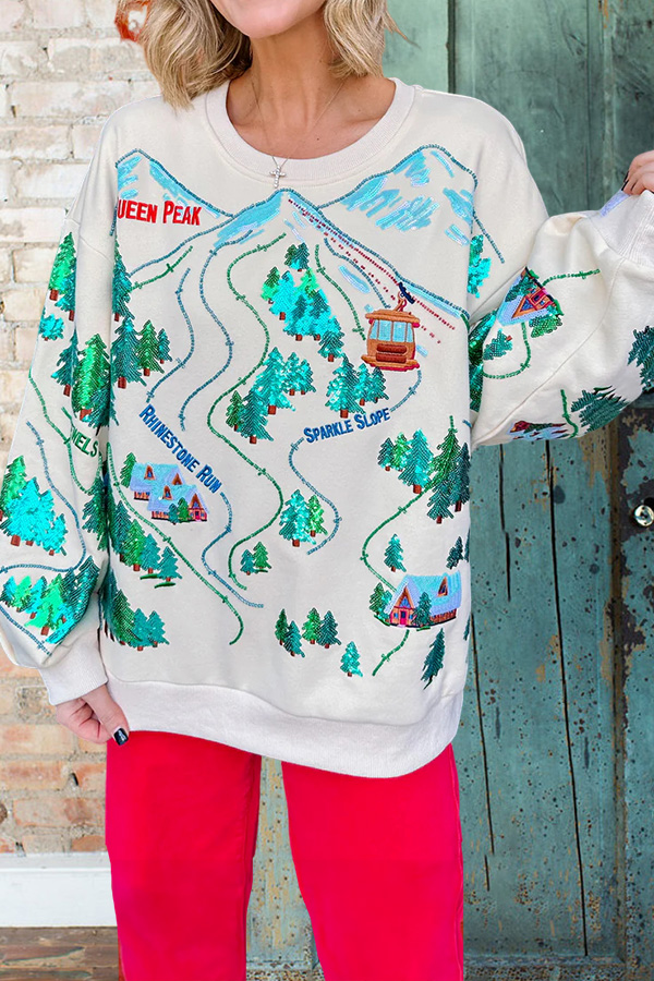 Shiny Snow Slope Landscape Sweatshirt