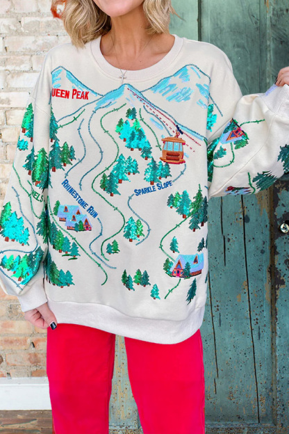 Shiny Snow Slope Landscape Sweatshirt