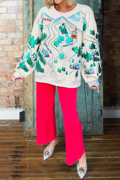 Shiny Snow Slope Landscape Sweatshirt