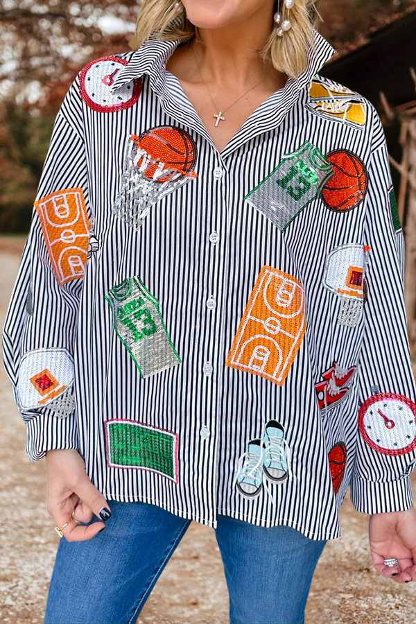 Cute Basketball Striped Shirt