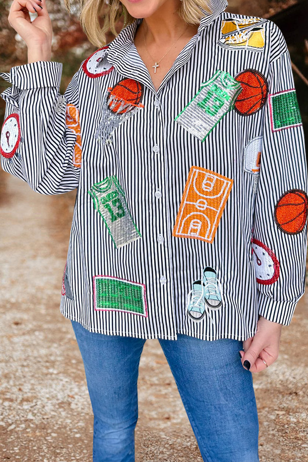 Cute Basketball Striped Shirt
