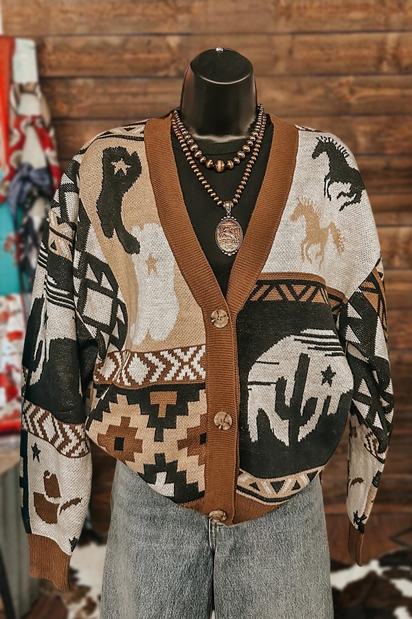 Retro Western Desert Aztec Cardigan