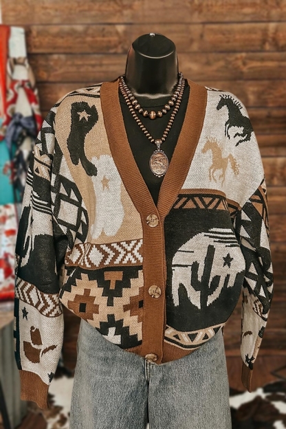 Retro Western Desert Aztec Cardigan