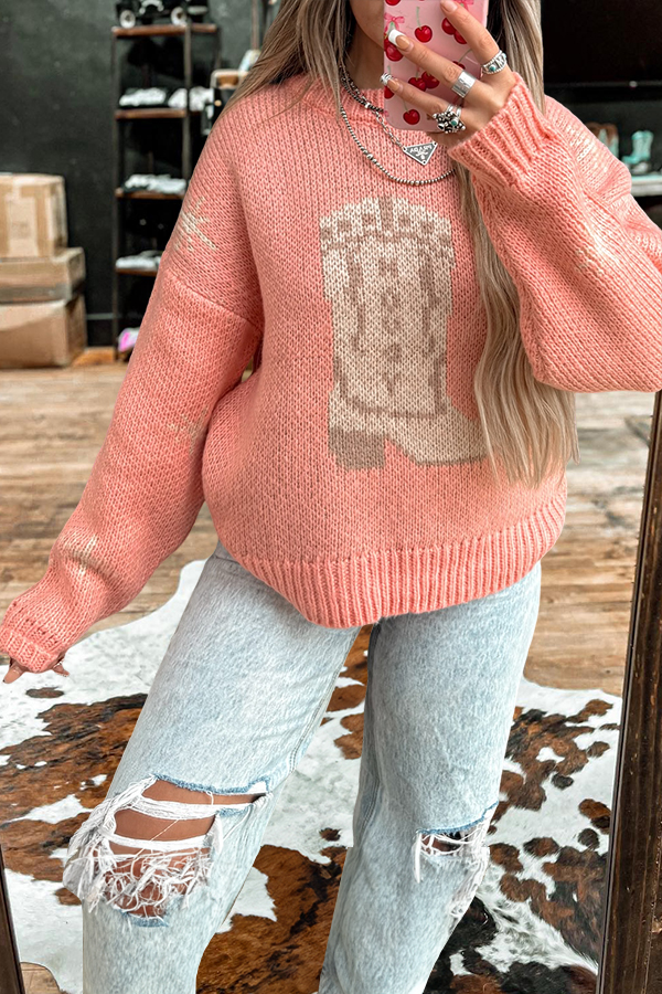 Western Boot Pattern Sweater