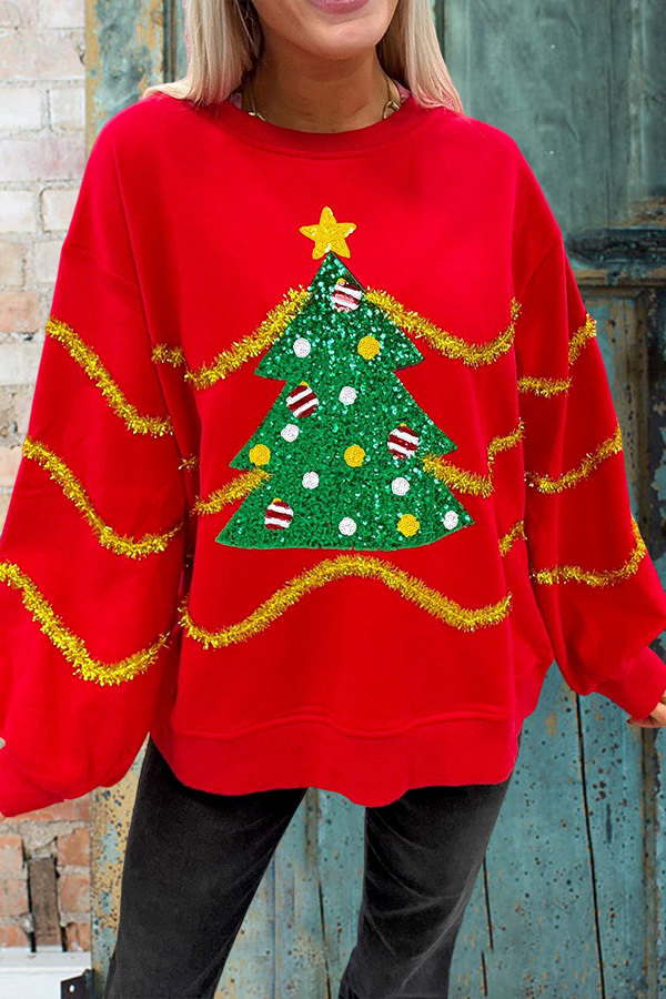 Women's sweatshirt | Shiny Christmas Tree Sweatshirt |westernfeelings