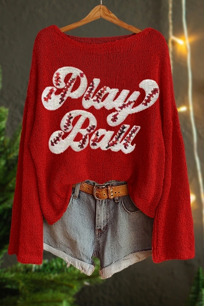 Shiny Play Ball Baseball Sweater