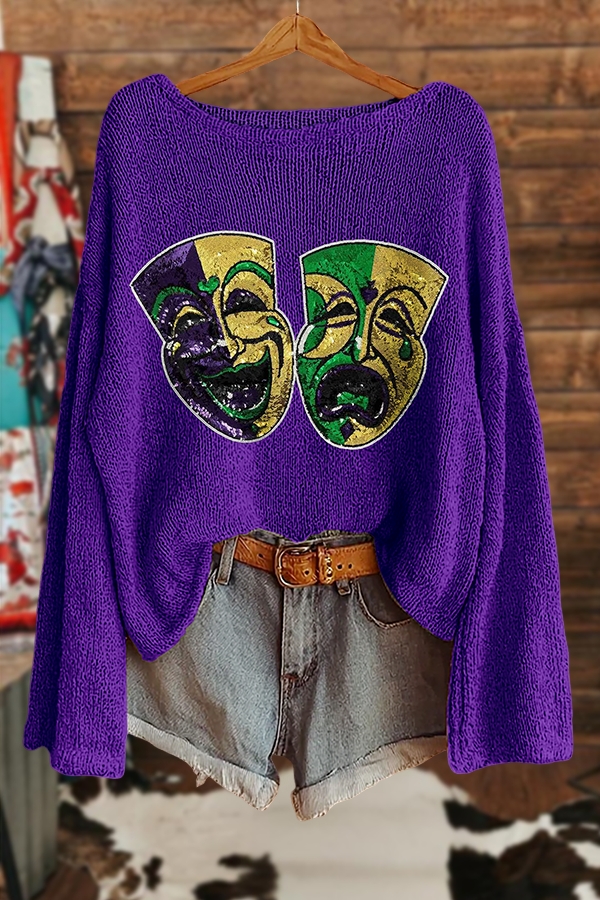 Mardi Gras Mask Sweater