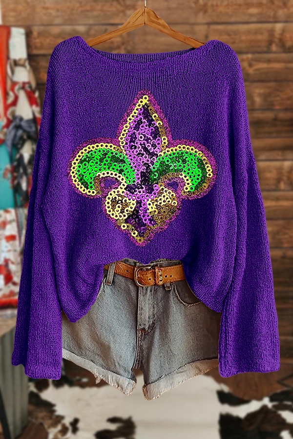Mardi Gras Iris Sweater