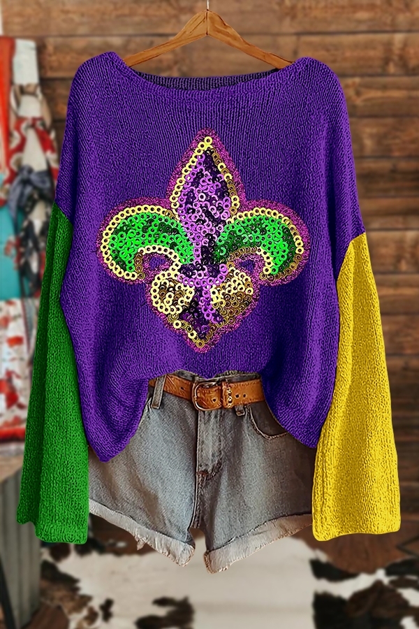 Women's sweater | Mardi Gras Iris Sweater |westernfeelings