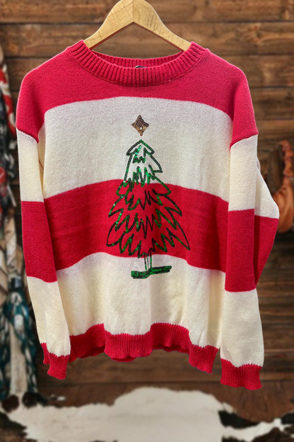 Christmas Tree Striped Sweater