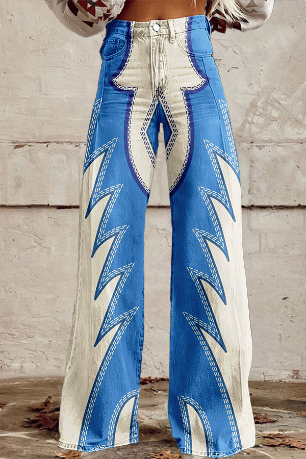 Western Boots Stitched Wide-Leg Pants
